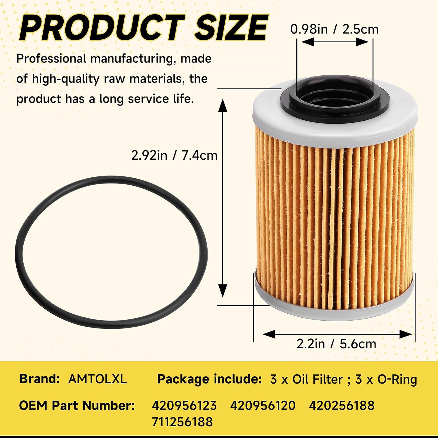 420956123 420956120 Oil Filter & O Ring for Can Am Maverick X3 2017-2024 Max Turbo R RR 2019-2024 Ryker STD 600 900 ACE Sea-Doo Ski-Doo Spark 2 Up 3 Up 3 Pcs