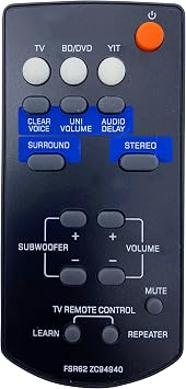 FSR62 Sound Bar Remote Control Replacement | [INTECHING Make] For use with Yamaha YAS-201