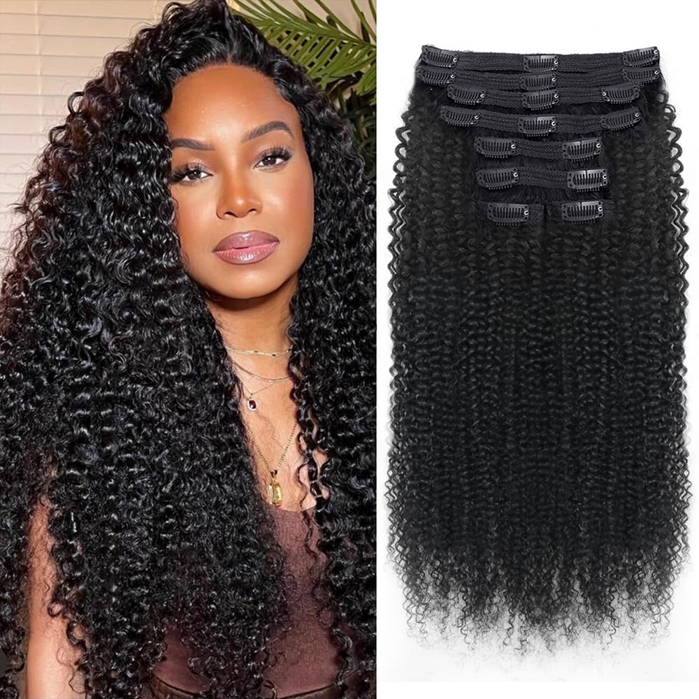 Curly Clip-In Human Hair Extensions, Brazilian Remy Hair