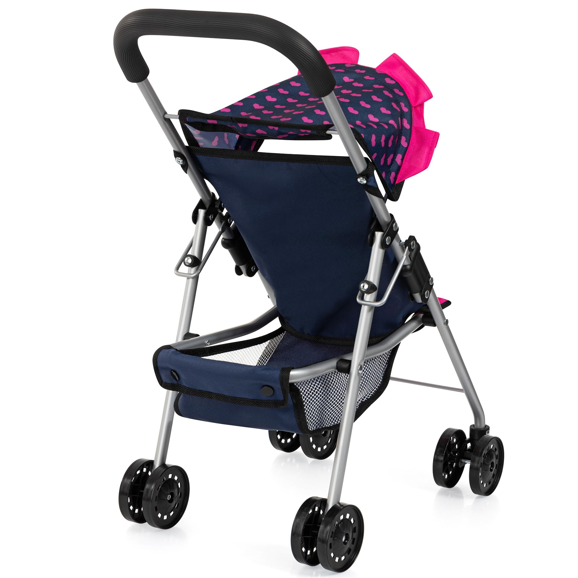Bayer Design Dolls: Buggy Stroller - Blue, Pink Hearts, Unicorn - Accessory for Dolls Up to 18