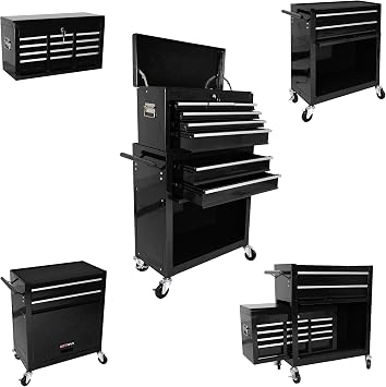 Rolling Tool Chest, 8 Drawers Rolling Tool Chest with Wheels, Portable Rolling Tool Box On Wheels, High Capacity Tool Chest Organizer for Garage, Workshop, Home Crafts Use Black