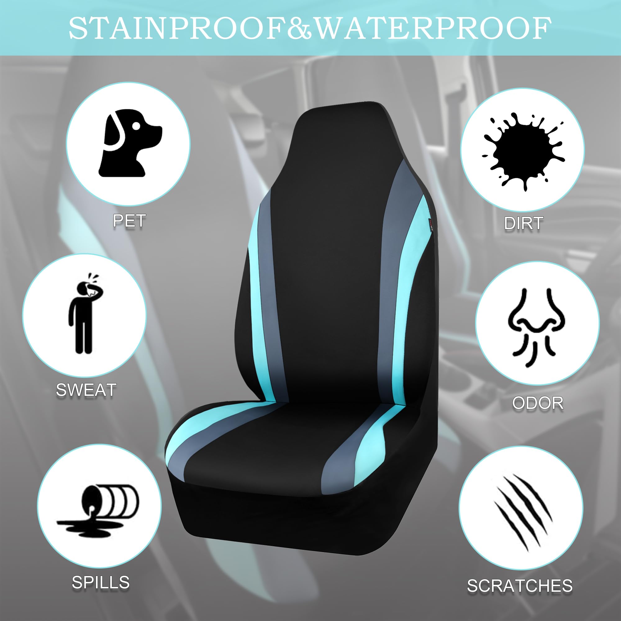CAR PASS Line Rider - Juego completo de fundas de asiento de coche de neopreno, impermeables, ajuste universal