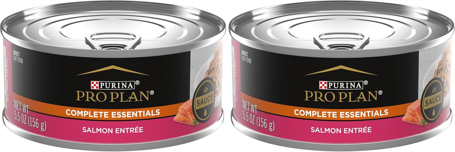 Purina Pro Plan Gravy Wet Cat Food,Complete Essentials Salmon Entree in Sauce - 5.5 oz. Cans,(Pack of 48)