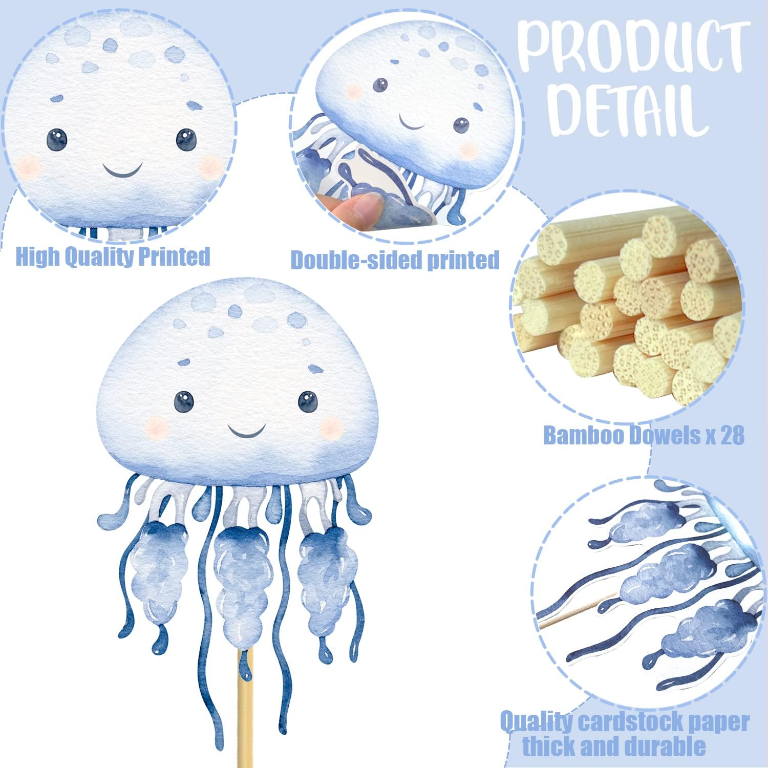 Ocean Sea Animal Centerpiece Sticks Sea Theme Party Table Toppers Ocean Party Table Centerpieces 28 PCS Marine Animals Party Table Decorations for Under The Sea Baby Shower Supplies