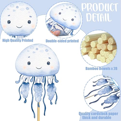 Miniatura 5 de Centros de mesa de animales marinos del océano, decoración de mesa para fiesta temática de mar, 28 piezas de animales marinos, decoración de mesa