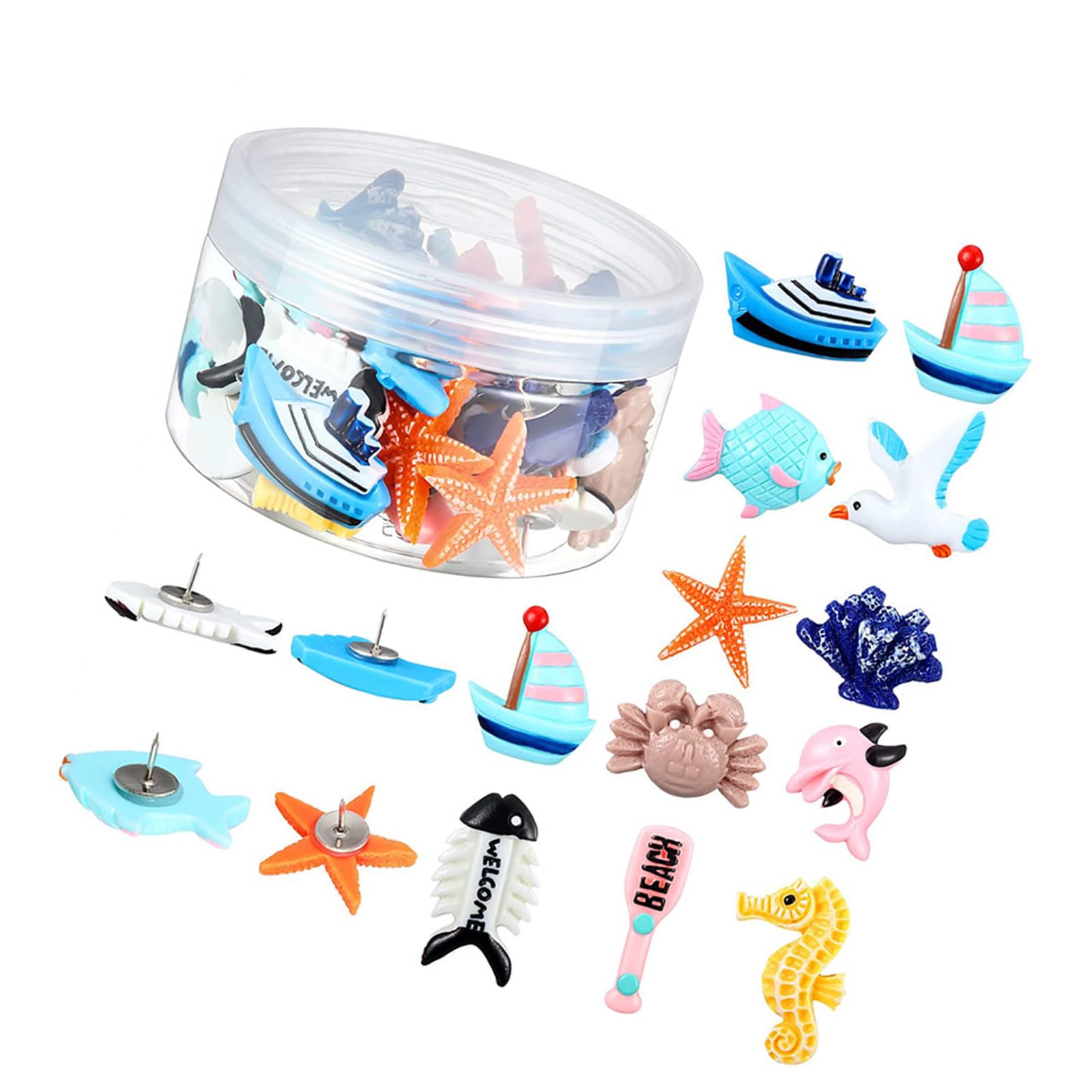 36Pcs Sea Animal Designs Push Pins Colorful Tacks Thumbtacks for Corkboard Classroom Home Organization Sea Animal Push Pins