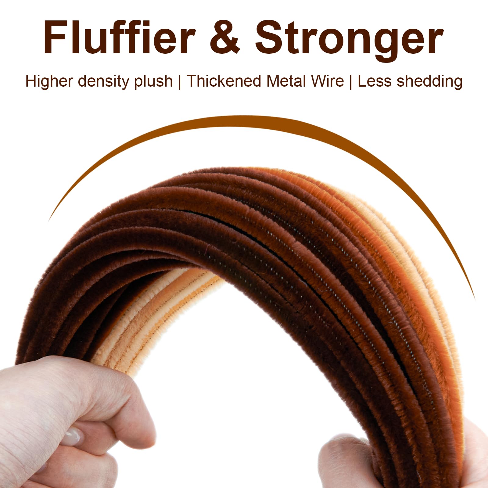 BULANGDE 300 Brown Pipe Cleaners for Craft Flowers, Coloured Pipe Cleaner 12" Long 8mm Thick, Chenille Stems, Fuzzy Wires for Crafts,DIY,Classroom,Festival,Party Decorations(Gradient Brown) - Image 3