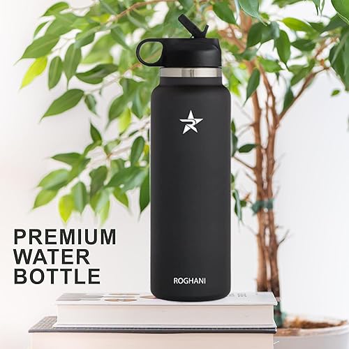 Miniatura 5 de Botella de agua deportiva  Botella de agua de acero inoxidable de doble pared aislada de 40 onzas con tapa con pajita  Para deportes al aire libre,