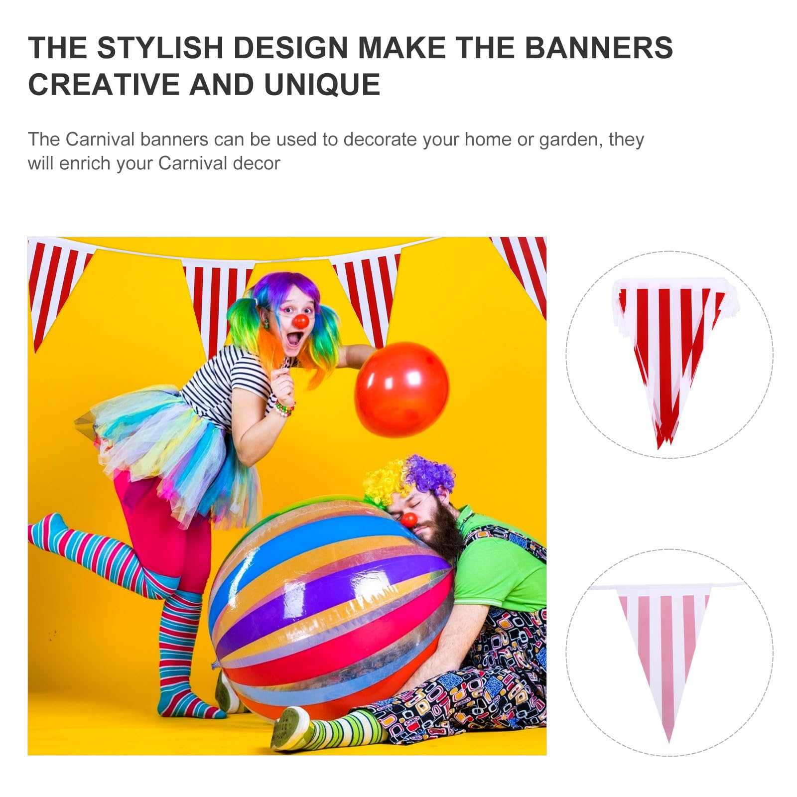 Uonlytech 9 Piezas Banderines Colgantes de Rayas para Decoración de Carnaval y Fiesta, Fáciles de Colgar, Material Pe, Diseño Triangular, Adecuado para Adornos de Carnaval Hogar