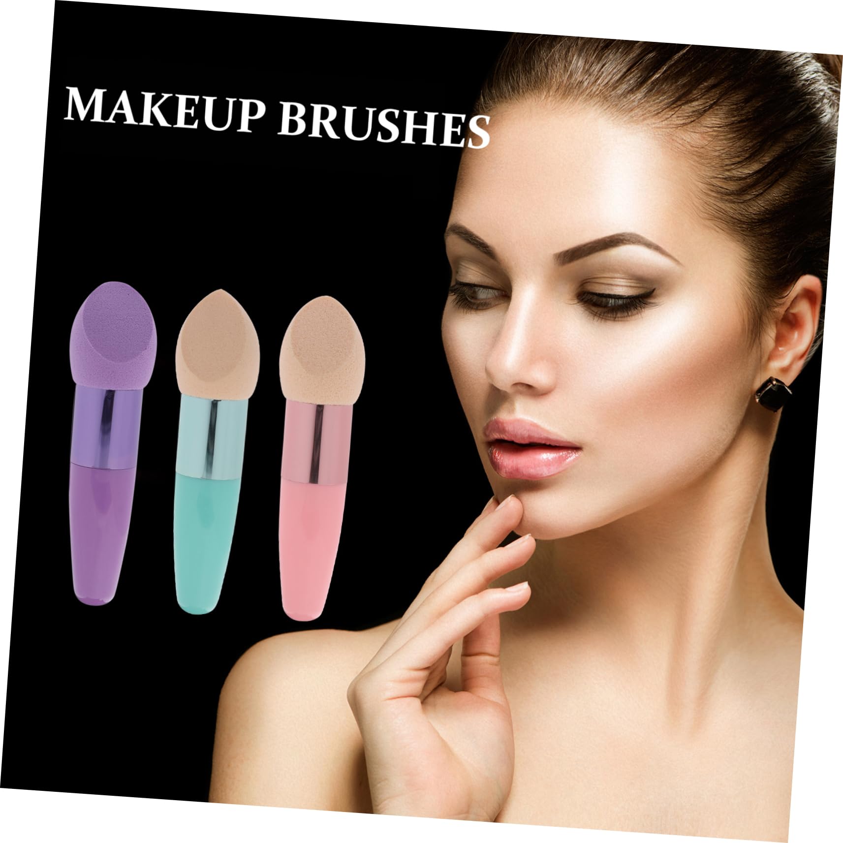 Healvian 3Pcs Foundation Egg Puff Makeup Sponge Brushes Wet Dry Cosmetic Applicators for Liquid Powder Versatile Blending Sponges Red Rosy Green Colors