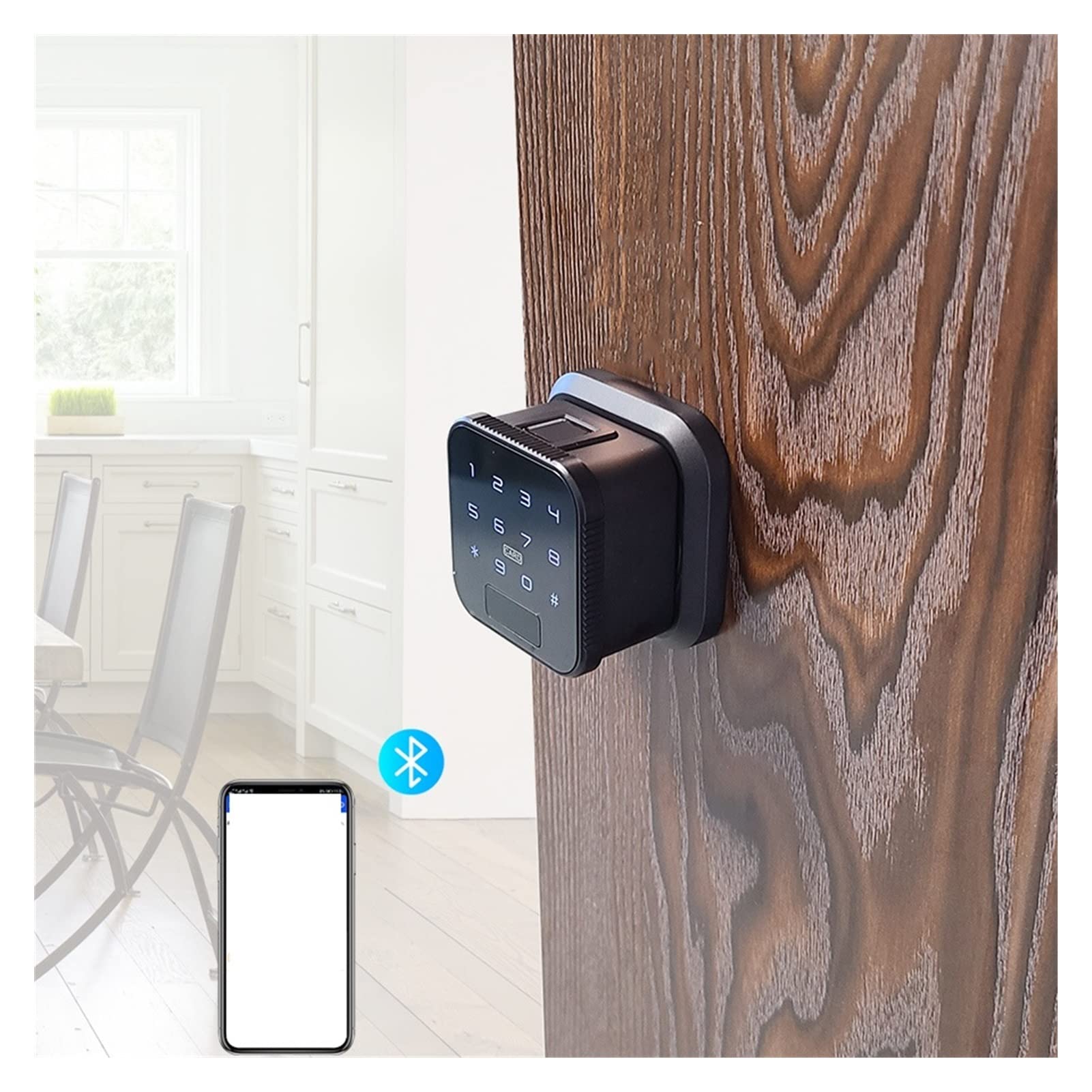 Inteligentny zamek do drzwi, Smart Develolt Wejście Keyless Elektroniczny ekran dotykowy Front Bluetooth Aplikacja Control PassCode Ekeys Udostępnianie zamka drzwiowego(Coffee)