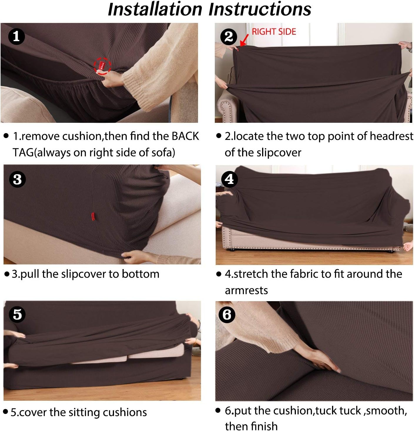 Turquoize 2 Piece Stretch Chair Covers Bundle Set of 2 Stretch Armrest Covers, Brown : Office Products