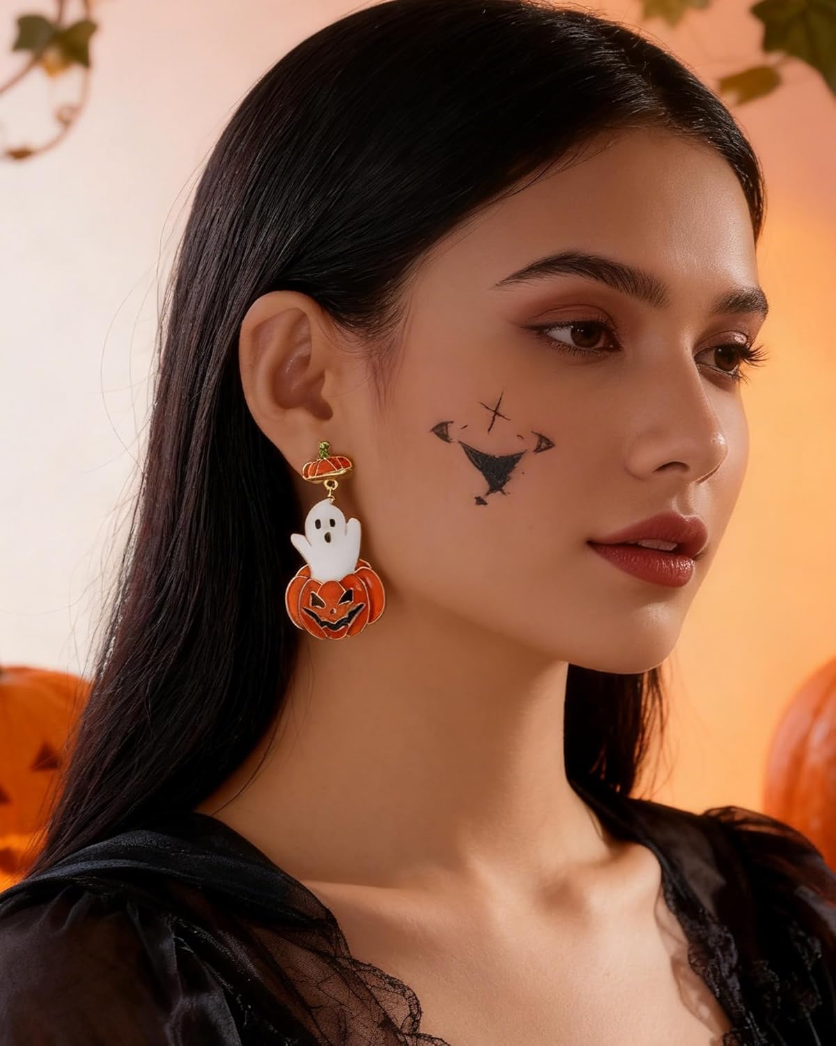 Halloween Pumpkin Ghost Earrings for Women Cute Ghost Pumpkin Drop Earrings Halloween Costume Jewelry Accessories for Her - Image 3