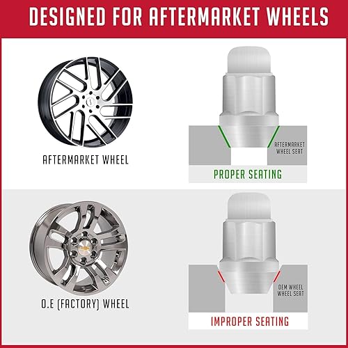 Vista 58 de Wheel Accessories Parts 20 tuercas hexagonales de 1/2"-20 roscas de 1.378 in 1.38" de largo cromadas 13/16" 0.827 in para Ford Mustang Jeep CJ