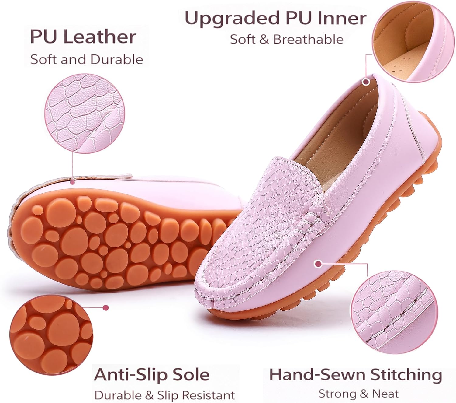 LONSOEN Toddler Little Kid Boys Girls Soft Slip On Loafers Dress Flat Shoes
