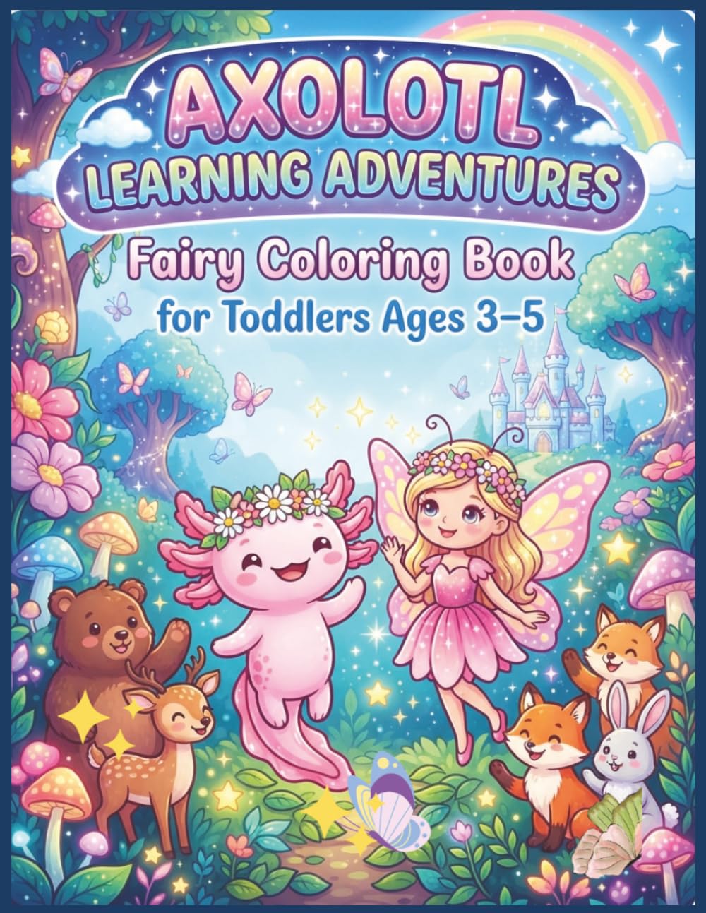 Axolotl Learning Adventures: Fairy Coloring Book for Toddlers Ages 3–5: Magical Princesses, Enchanted Castles, Unicorns, Dragons and Fantasy Friends