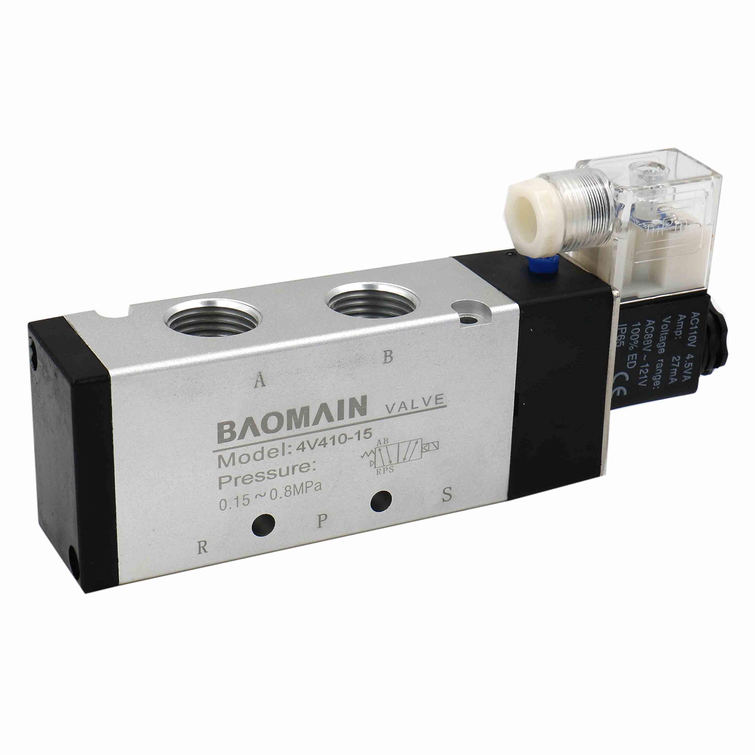 Electrovanne pneumatique 4V410-15 AC 110V 5 voies 2 positions PT1/2 pour commande d'air