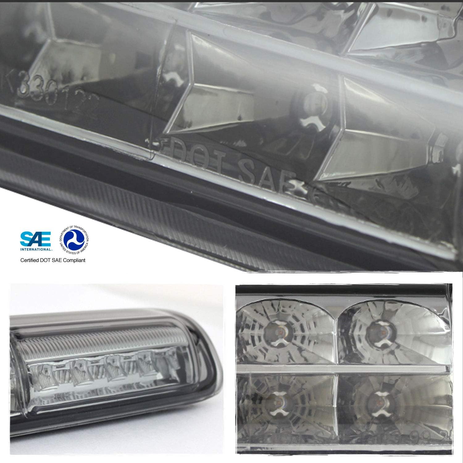AKKON - Fits 03-06 Silverado 1500/1500HD/2500/2500HD 04-06 3500 Classic [C-Tube] LED Black Smoked Tail Lights+LED 3rd Brake Lamp