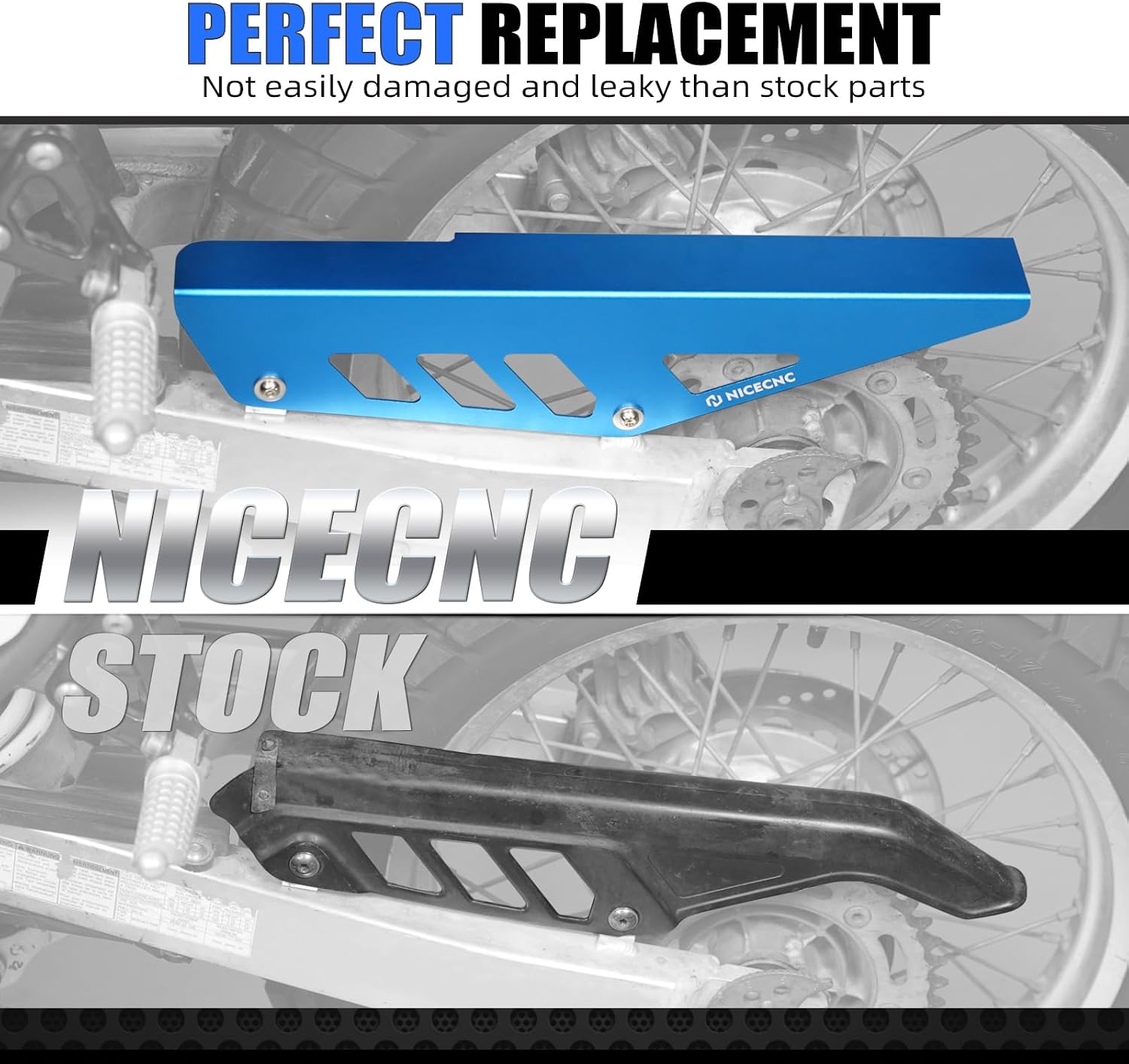 NICECNC Blue Chain Guard Protector Aluminum CNC Compatible with DR650S 1996-2024, DR650SE 1996-2019
