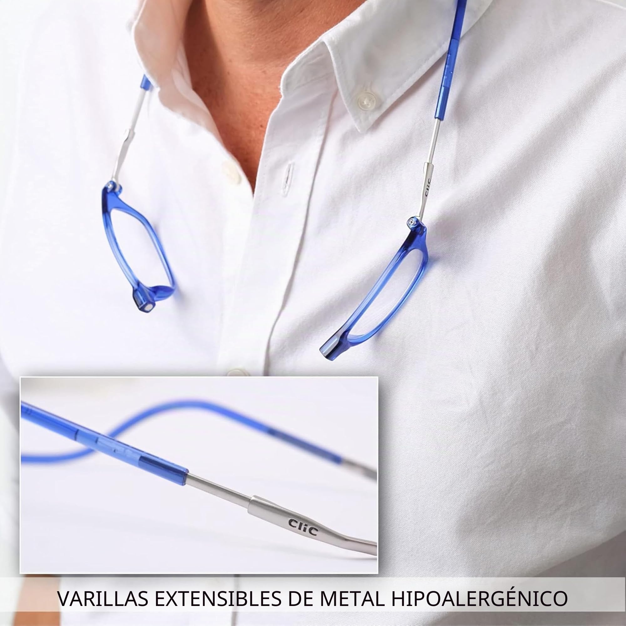 Clic Gafas de lectura Eyewear Classic | Gafas presbicia flexibles | Gafas con clip magnetico | Gafas lectura | Gafas lectura hombre y mujer
