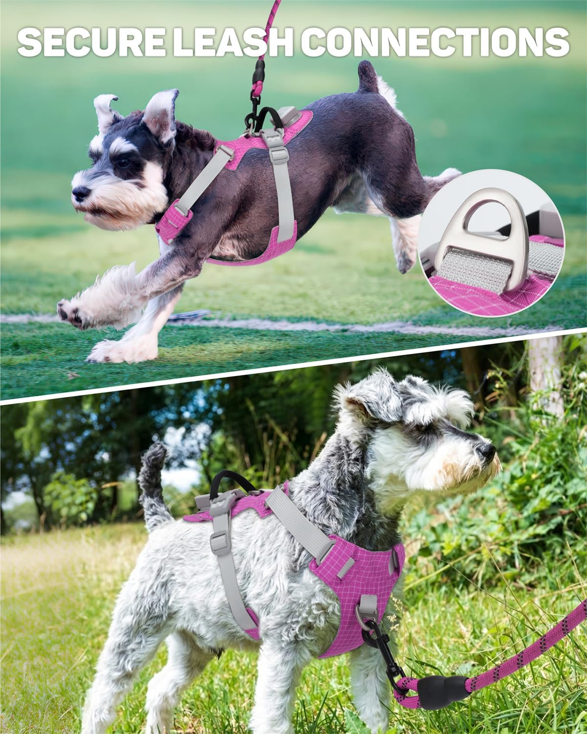TagME No Pull Dog Harness with 2 Leash Clips,Lightweight & Visible for All-Day Walking,No Choke Pet Vest Includes AirTag Holder for Puppy,Fuchsia Pink