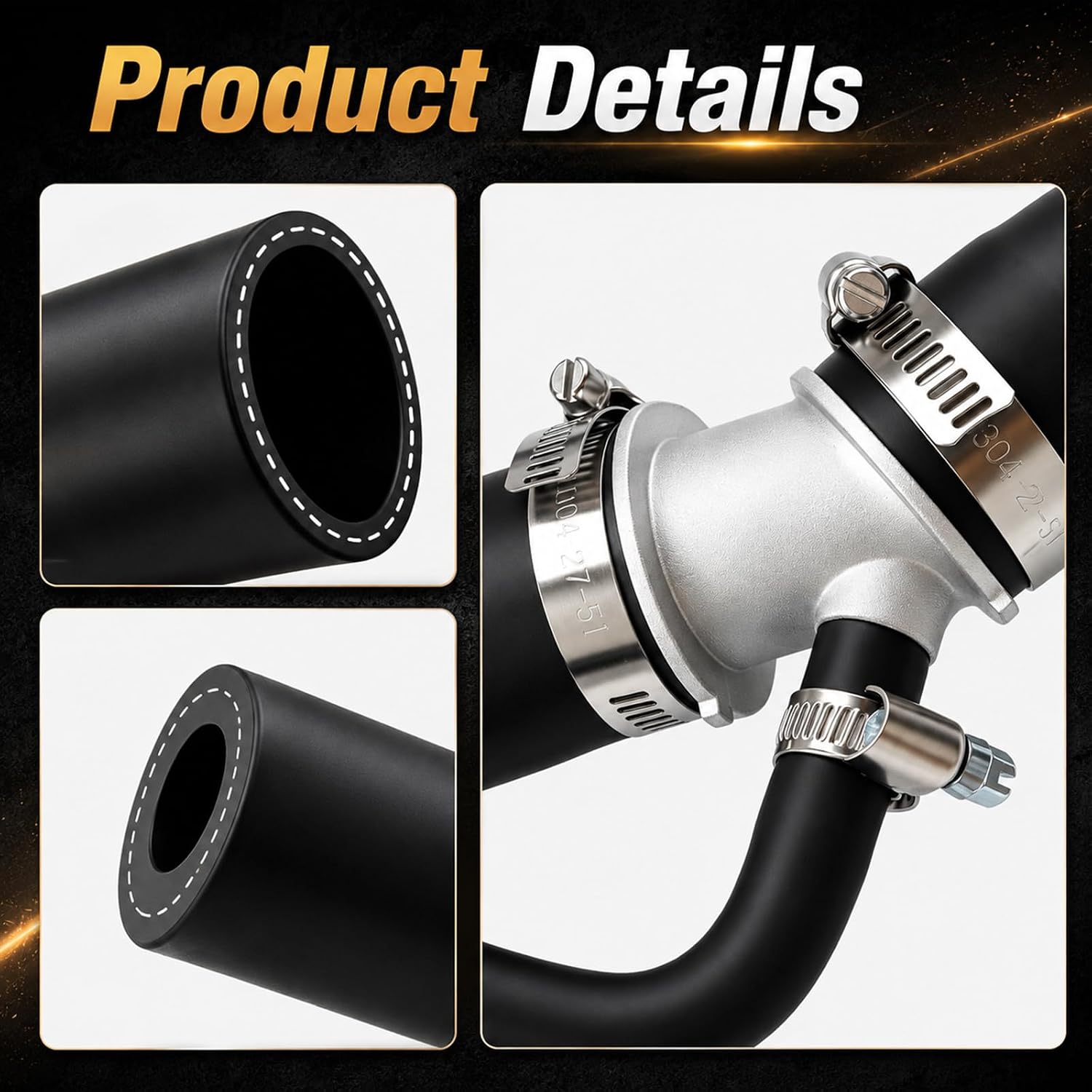 Radiator Coolant Upper Hose，Upgrade Aluminum Connector to Prevent Breaking Compatible with Toyota RAV4 2.5L 2009-2012, Replace# 16571-0V020 16057-36011