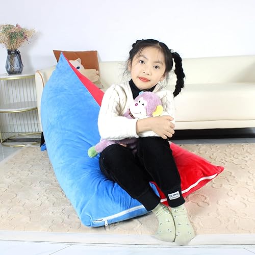 Miniatura 7 de STOINSTO Funda para puf de almacenamiento de animales de peluche (sin relleno), puf triangular para niños y adultos, funda extragrande con