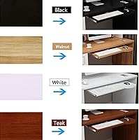 Vista 2 de V3VOGUE Bandeja ergonómica para teclado de madera, estantes de almacenamiento debajo del escritorio, cajón de teclado fácil de deslizar con riel