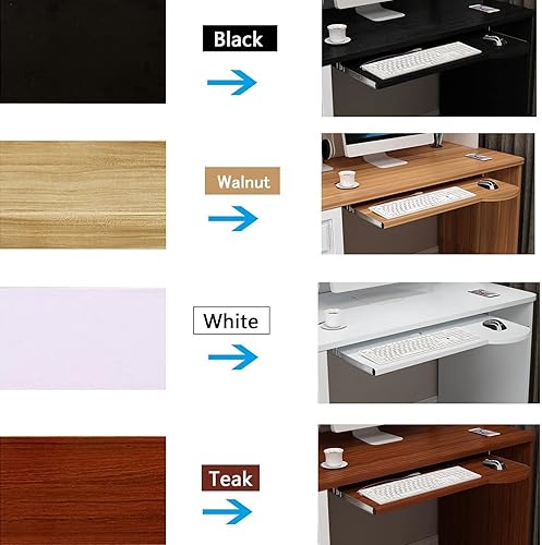 Miniatura 2 de V3VOGUE Bandeja ergonómica para teclado de madera, estantes de almacenamiento debajo del escritorio, cajón de teclado fácil de deslizar con riel de