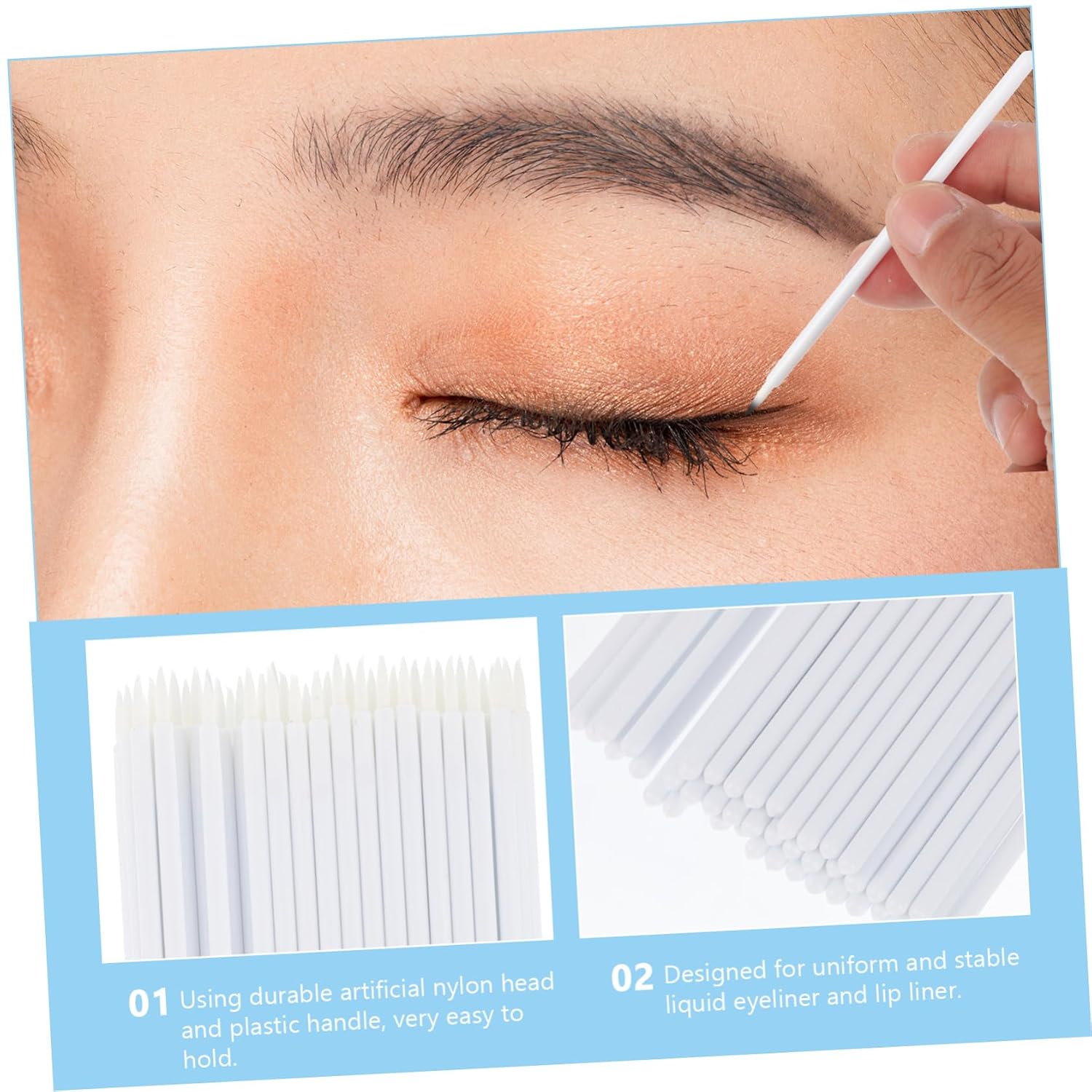 Didiseaon 100pcs Eyeliner Brush Makeup Cosmetic Tool Pencil Professional Eyelid Multipurpose for Wand Pointed Liners Eyeliner Applicator Eyeliner Fiber Brush White
