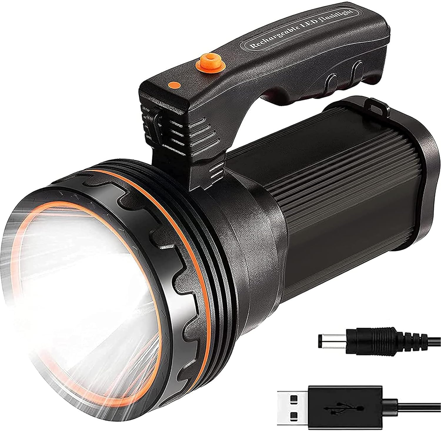 Spotlight Flashlight, Super Bright 9600Lumen Handheld Spotlight, IP4 Waterproof 6600mAh Ultra-Long Standby Searchlight with USB Output as Powerbank for Camping Outdoor Hunting Emergency (Black) : Tools & Home Improvement