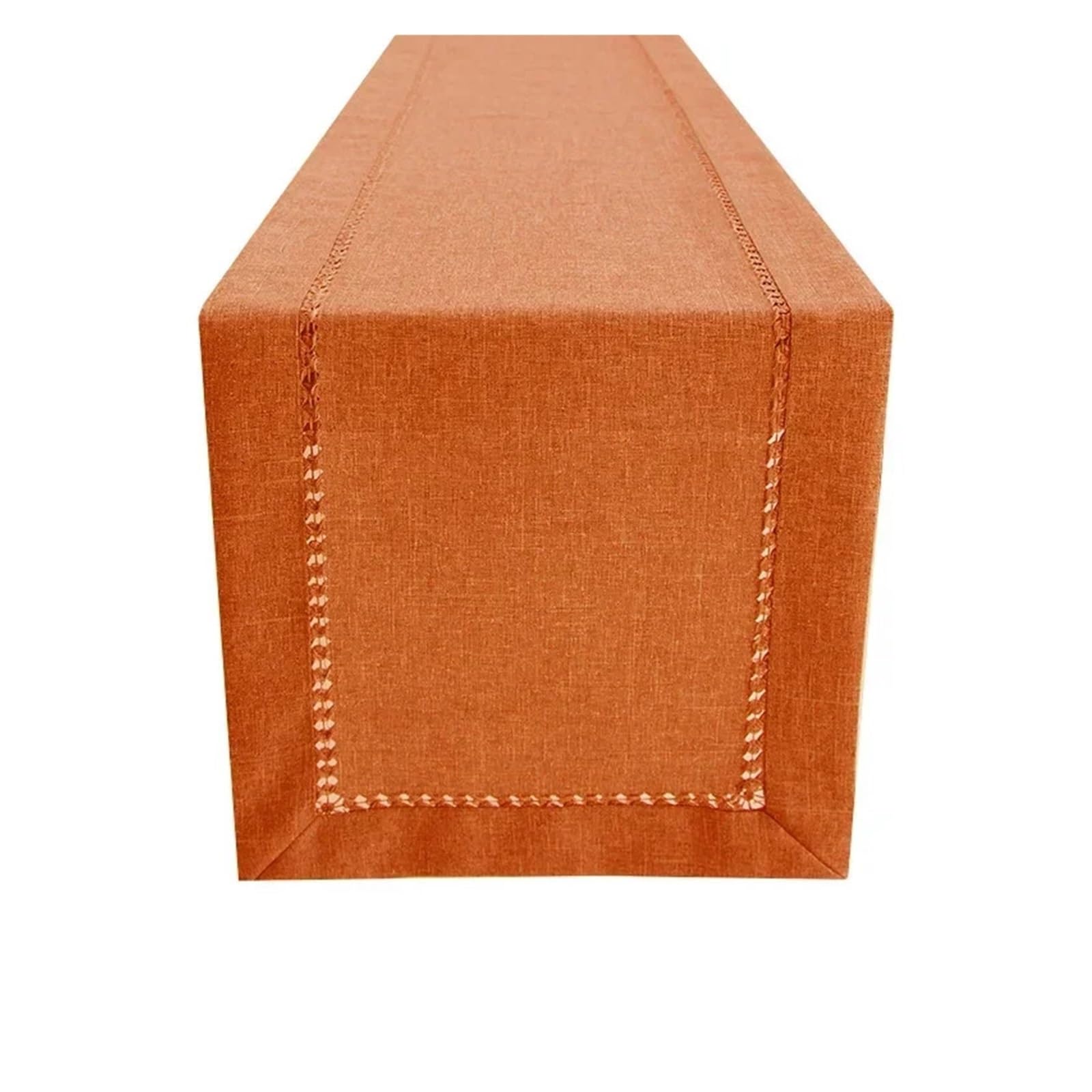 Handmade Hemstitch Dining Table Runner Or Dresser Scarf Rectangular For Family Kitchen For Home Party Decor(Orange)