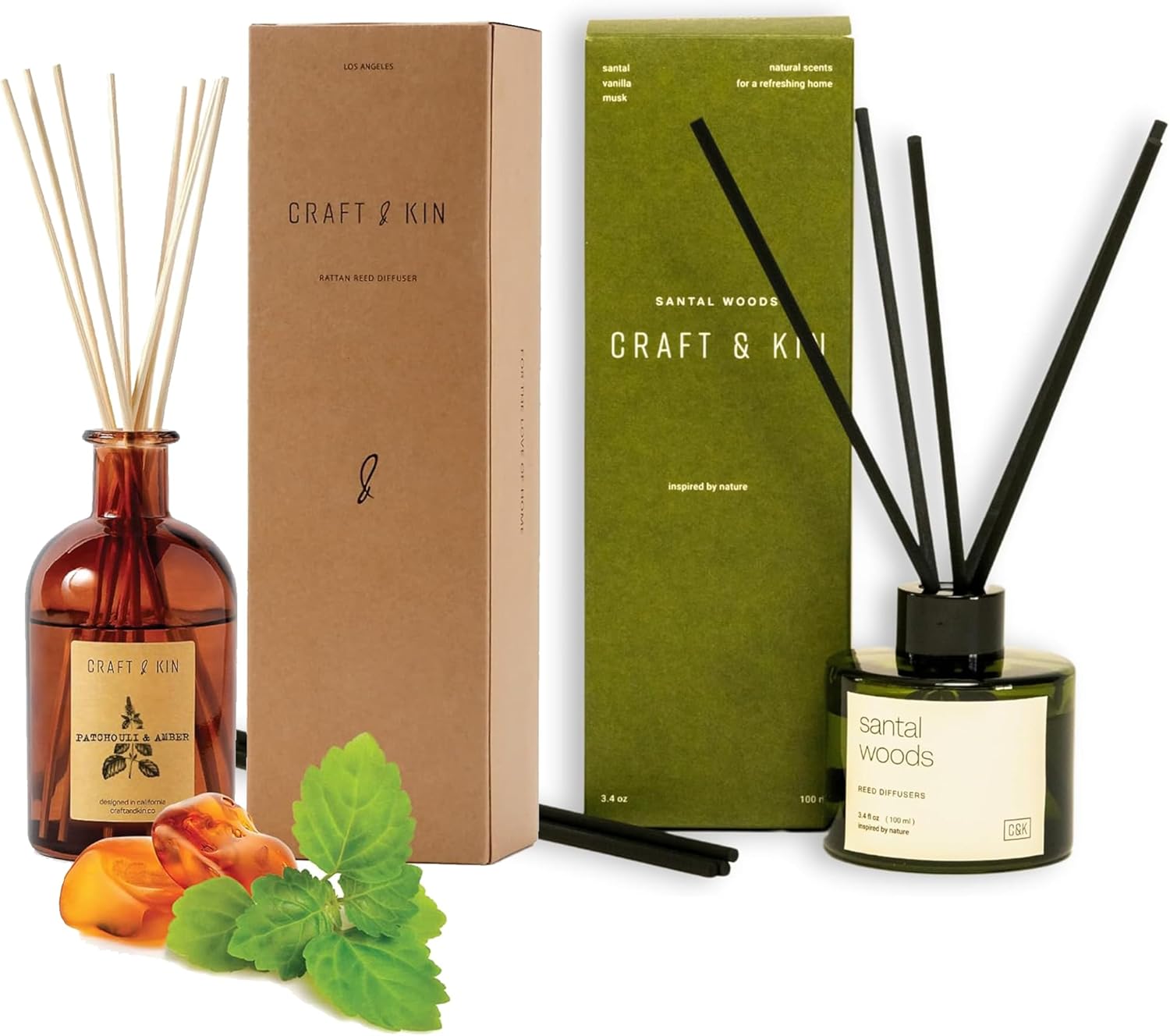 Patchouli & Amber and Santal Woods Reed Diffusers Set All