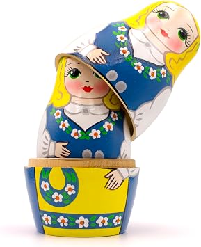 Matreshka Dolls Swedish National Costume Set 6 pcs - Wooden Matryoshka in Nordic Ethnicity Folk Dress - Russian Nesting Dolls Stacking 7 Pieces - Matryoshka Doll 12+