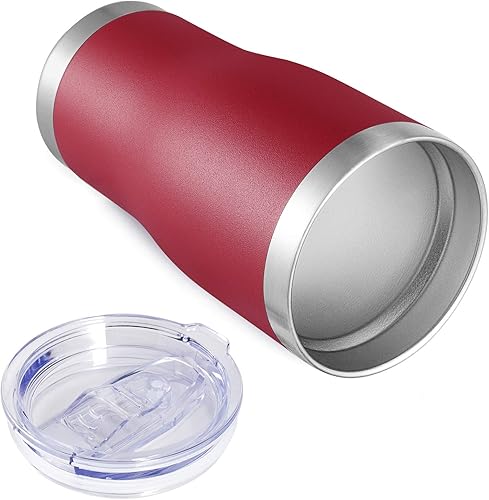 Miniatura 6 de VEGOND Vaso de acero inoxidable de 20 onzas con tapa y pajita, aislado al vacío, de doble pared, taza para café de viaje (rojo ladrillo, paquete de