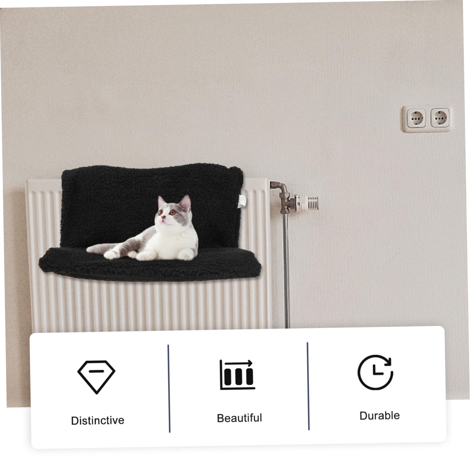 Angoily Hamac pour Chat Lit Radiateur Suspendu Noir en PP et Polyester