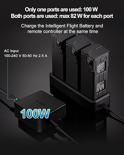 Miniatura 2 de LKTOP Hub de carga de batería de 100 W para DJI Mavic serie 3, cargador de batería de 100 W, adaptador de corriente USB-C para DJI Mini SeriesAir