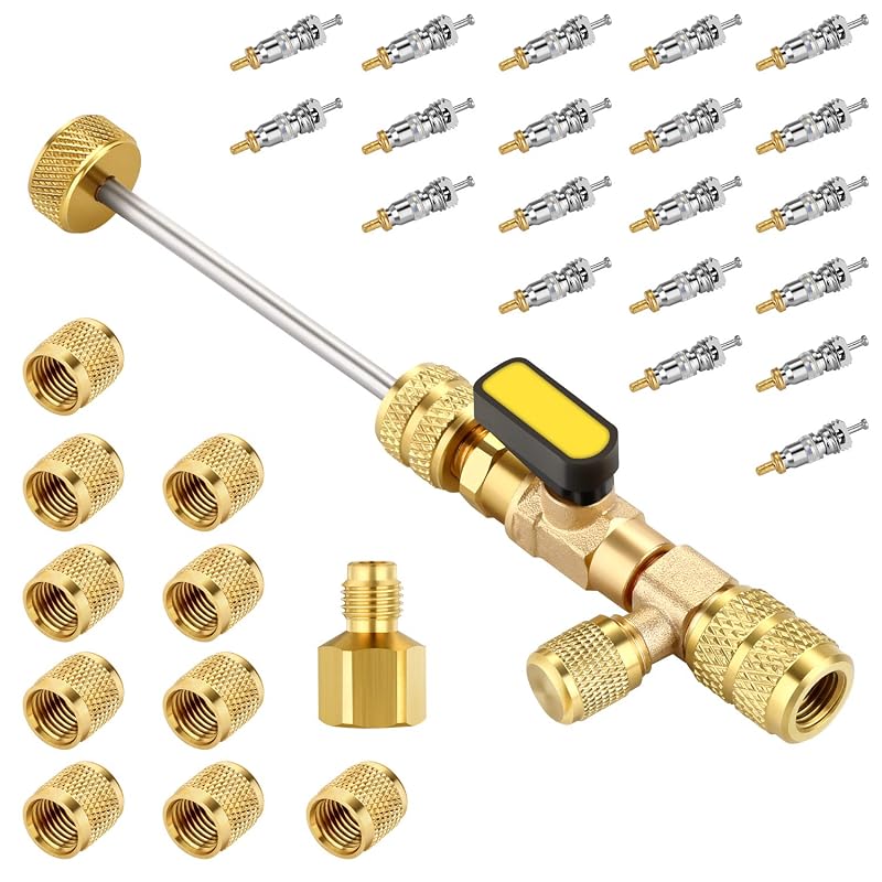 Ferramenta para Remoção de Núcleo de Válvula WADEO para R22, R12, R407, R410, R404, R32 e R600 + 31 acessórios