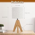Table Lamp, Wooden Tripod Bedside Lamp with 3 Color Temperatures, Classic Bedroom Light, 2 Pack Table Lamps with 60W Bulb, Bedroom Lamps, Lamps for Bedrooms for Bedroom Living Room Nursery Office