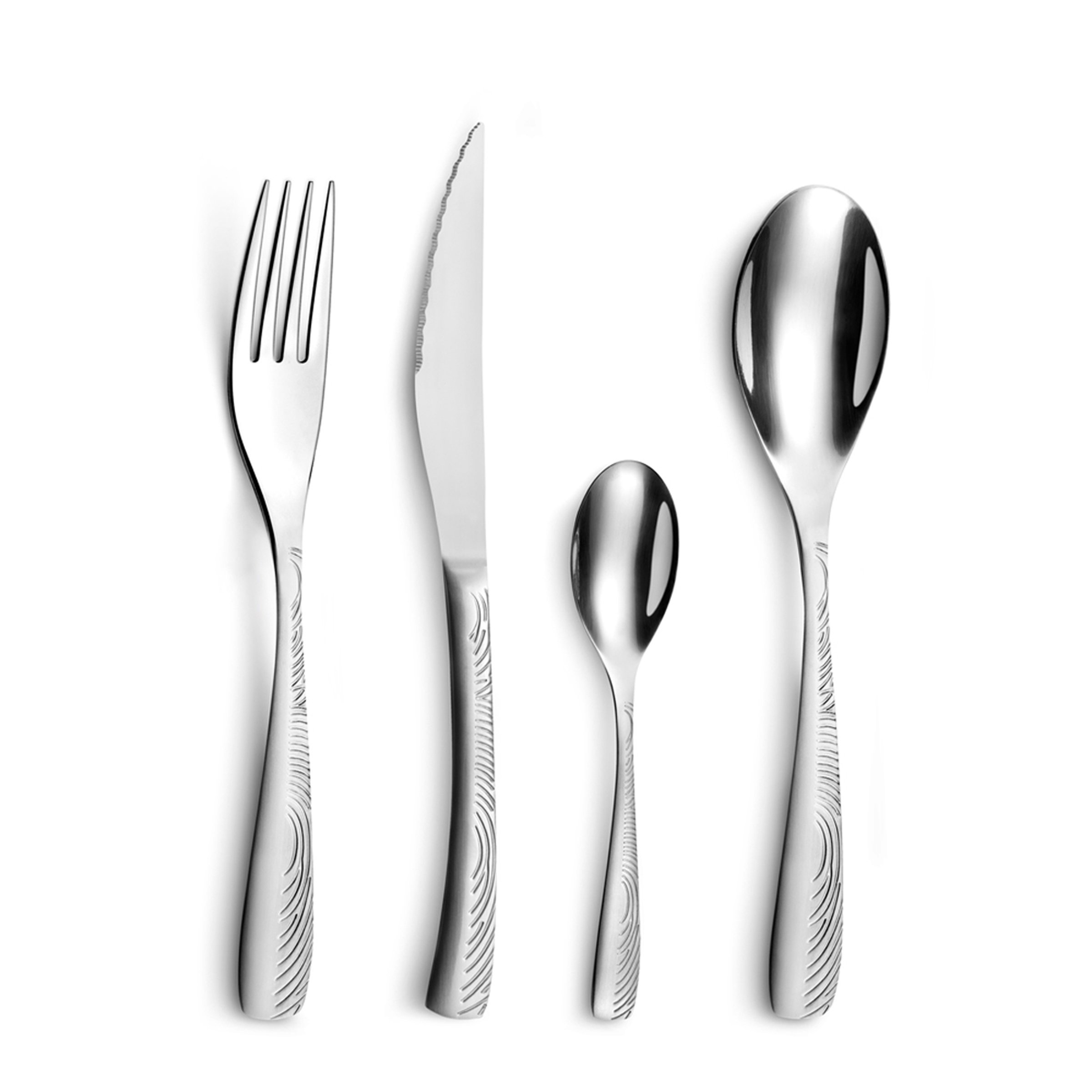 AMEFA Empreinte Ménagère 24 couverts acier inox 18/0 Pour 6 personnes, Inox