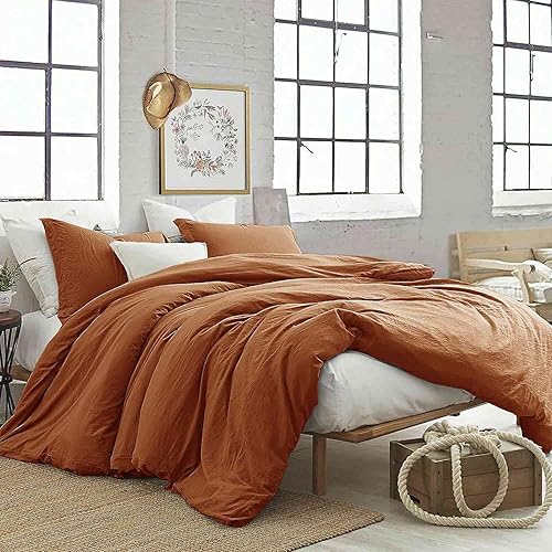 Juego de edredón King naranja quemado, juego de ropa de cama estético moderno de terracota de 3 piezas, juego de cama alternativo de plumón de