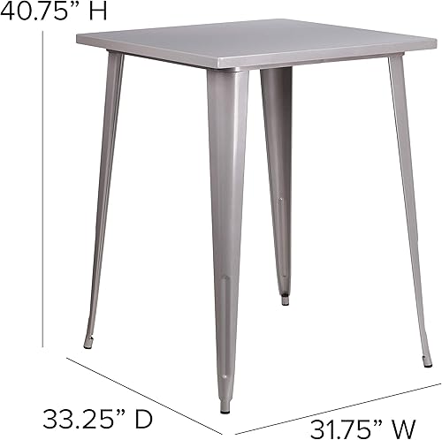 Miniatura 2 de EMMA + OLIVER Mesa cuadrada de altura de barra de metal negro para interiores y exteriores de grado comercial de 31.5 pulgadas