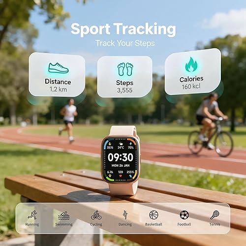 Miniatura 5 de Reloj inteligente rastreador de actividad para mujeres y hombres, HD de 1.83 pulgadas con llamadas Bluetooth, monitor SpO2 de sueño de frecuencia