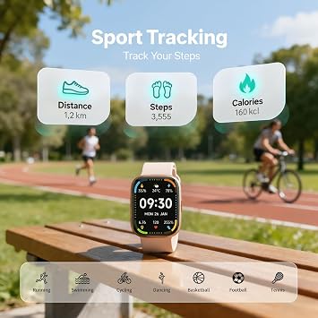 Fitness Tracker Watch for Women Men, Bluetooth Calling, 1.83 HD Display, 100 Sports Modes, Heart Rate & Sleep Tracking, IP68 Waterproof, Compatible with Android & iOS (Pink)