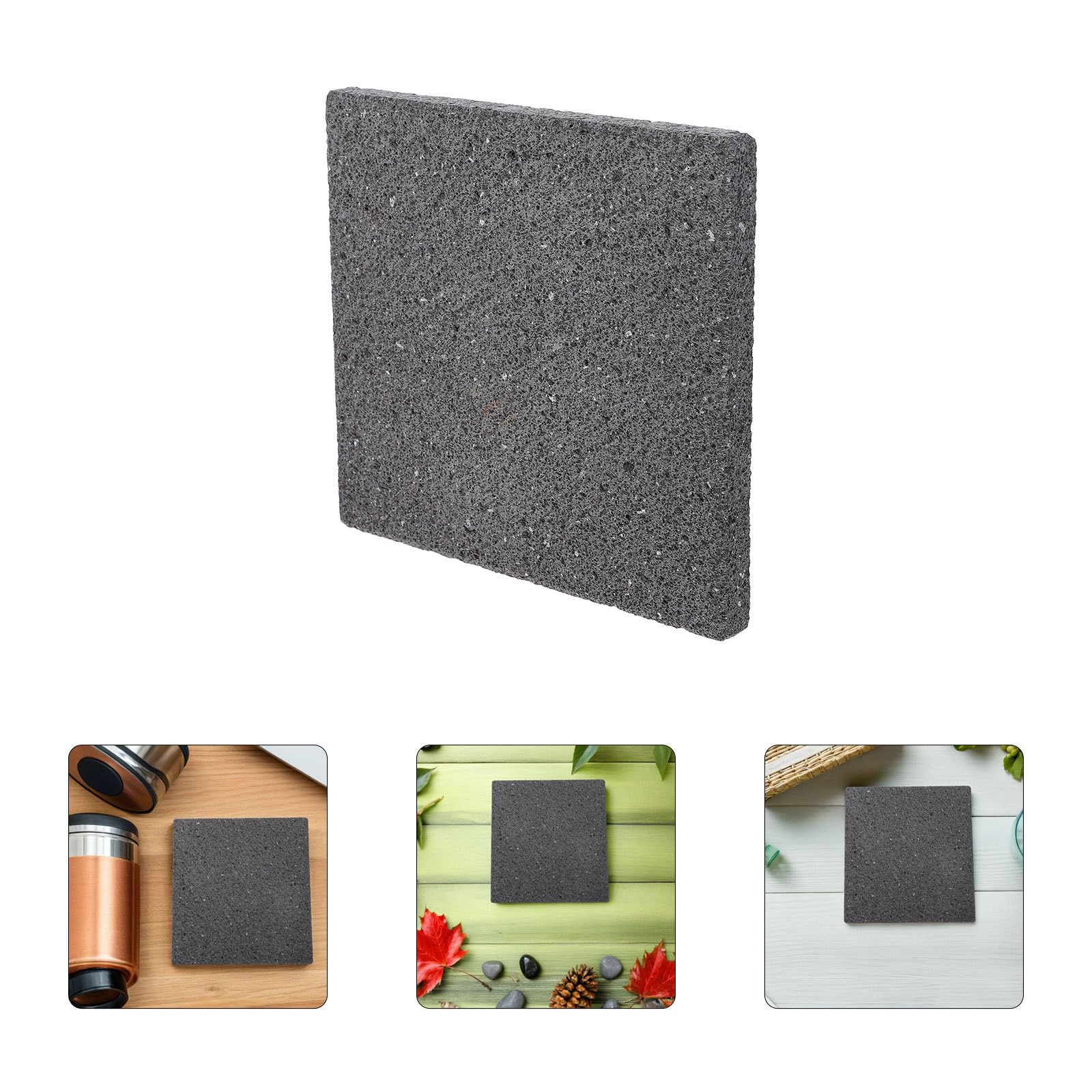 iplusmile Piastra in Pietra Lavica per Barbecue Superficie 16,8x15,5x1,5cm, Riutilizzabile per Grigliate di Carne e Verdure Durante Picnic Spontanei