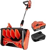VOLTASK Cordless Snow Shovel, 24V | 13-Inch | 4-Ah Cordless Snow Blower, Battery Snow Blower with Directional Plate & Adjustable Front Handle (4-Ah Battery & Quick Charger Included)
