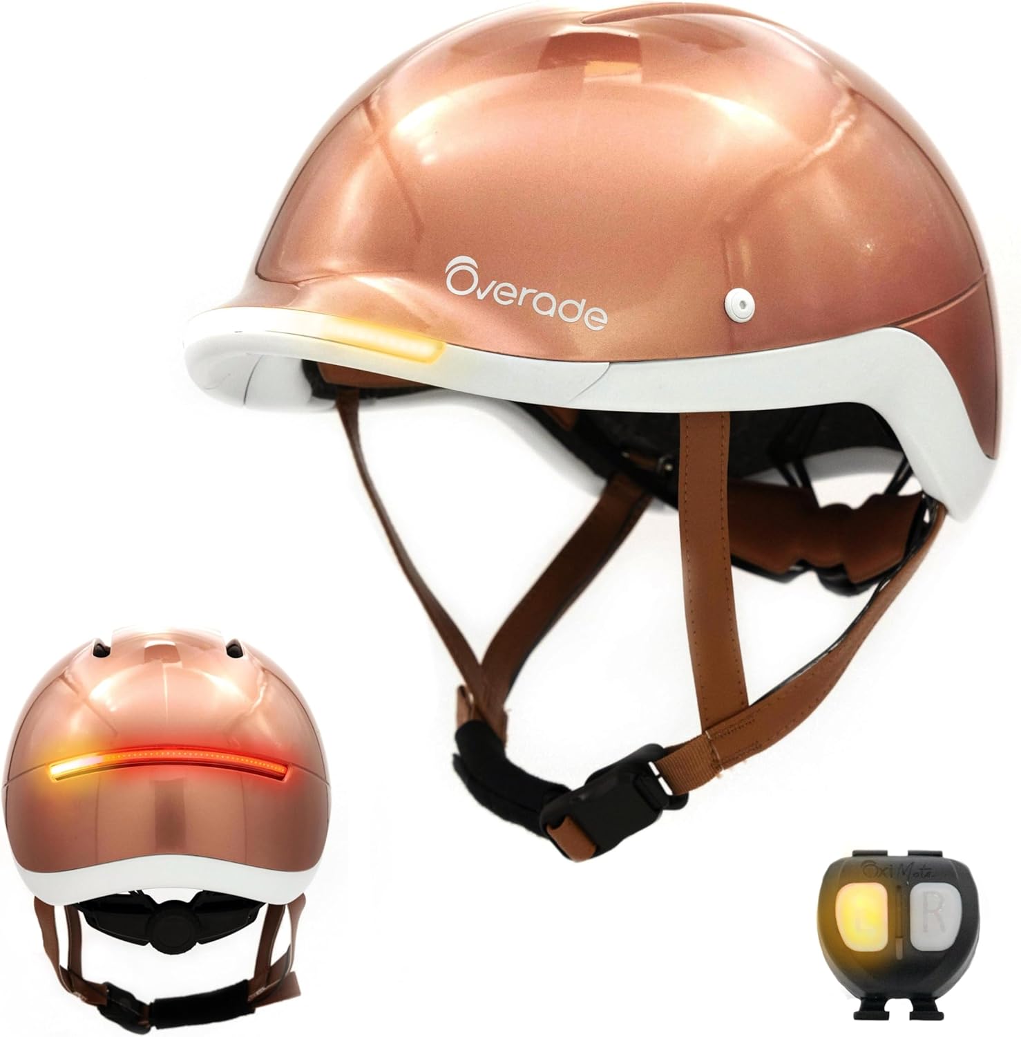 Overade Innovation - 'Life' Helmet for Bicycle and Scooter, with Powerful Front/Rear Light, Including Oximote Flashing Remote Control, One Size fits All.