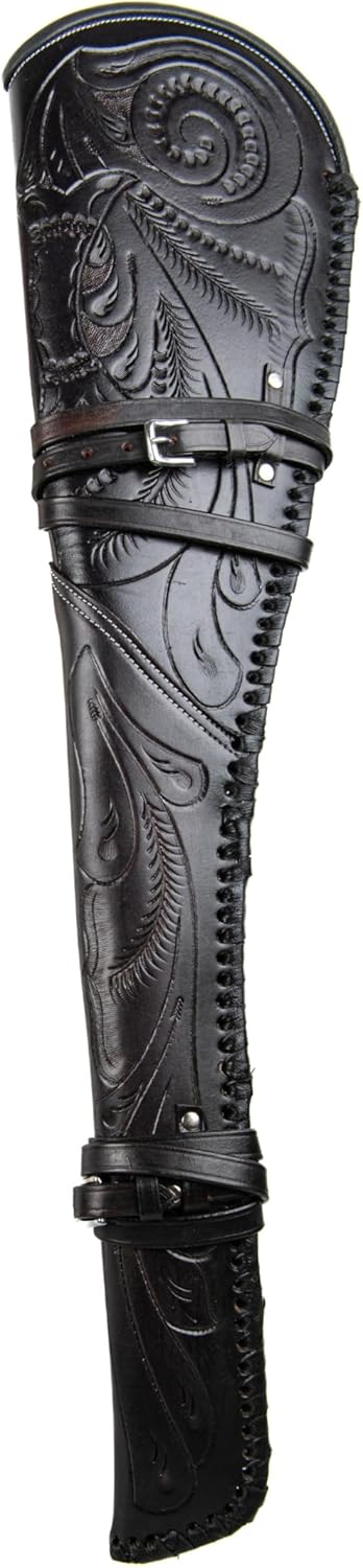 Hulara Real Leather Rifle Scabbard for Lever Action Rifle Case Shotgun Scabbard Carved Saddle Scabbard For Henry Big Boy Rifle With Padded Interior Protection