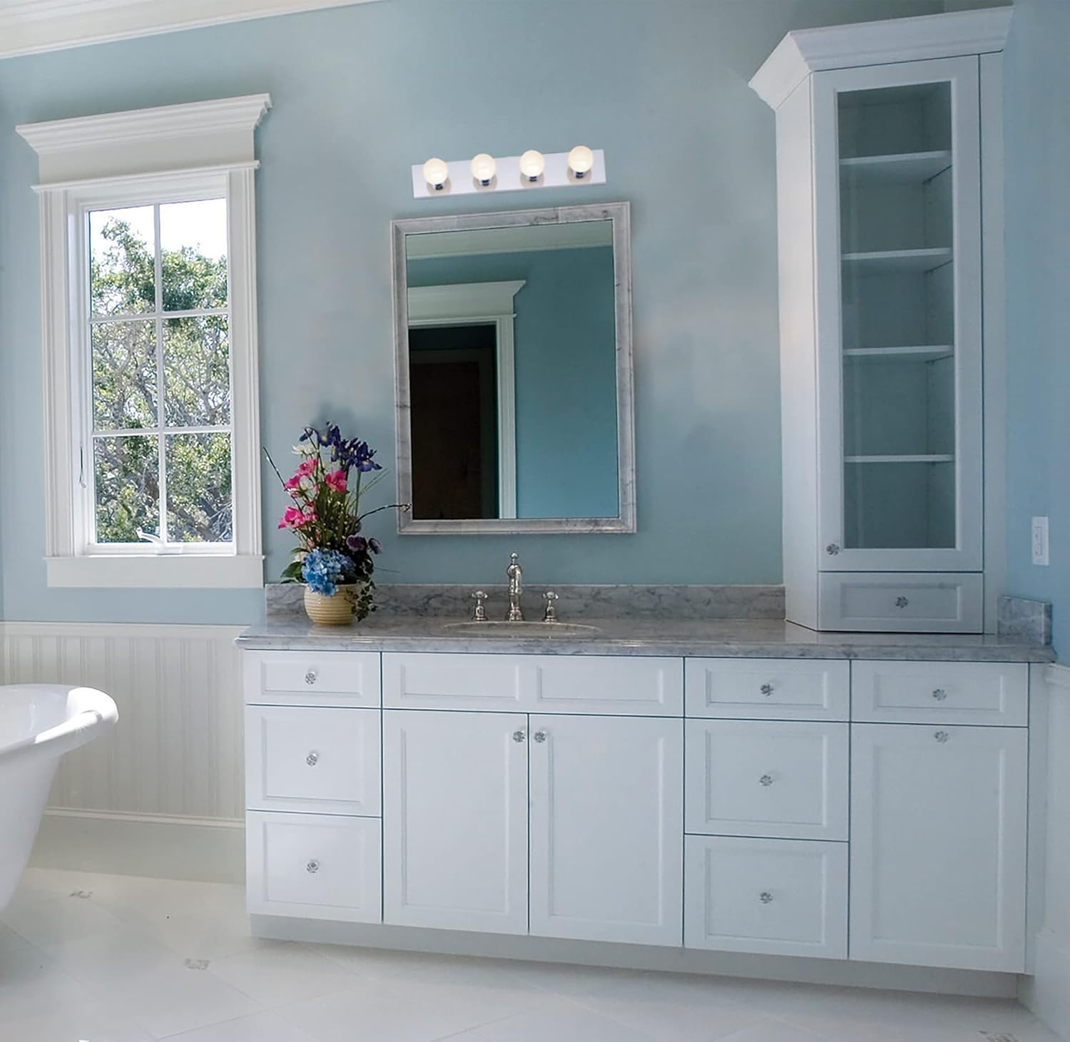 Nuvo Lighting SF77/193 4-Light Bathroom Vanity Light Bar, 24-Inches, 100 Watts/120 Volts (Polished Chrome) - Vanity Lighting Fixtures - 