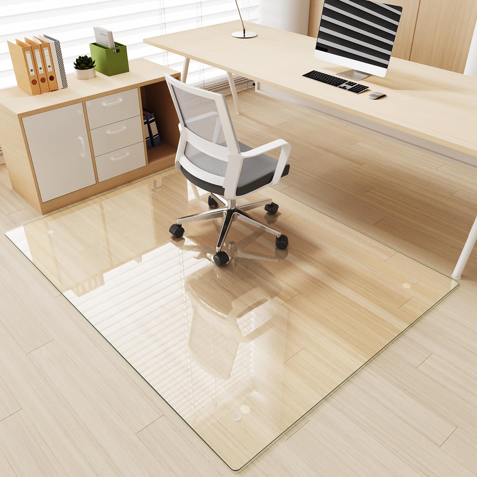 [Tempered Glass] 46" x 60" Glass Office Chair Mat for Carpet
